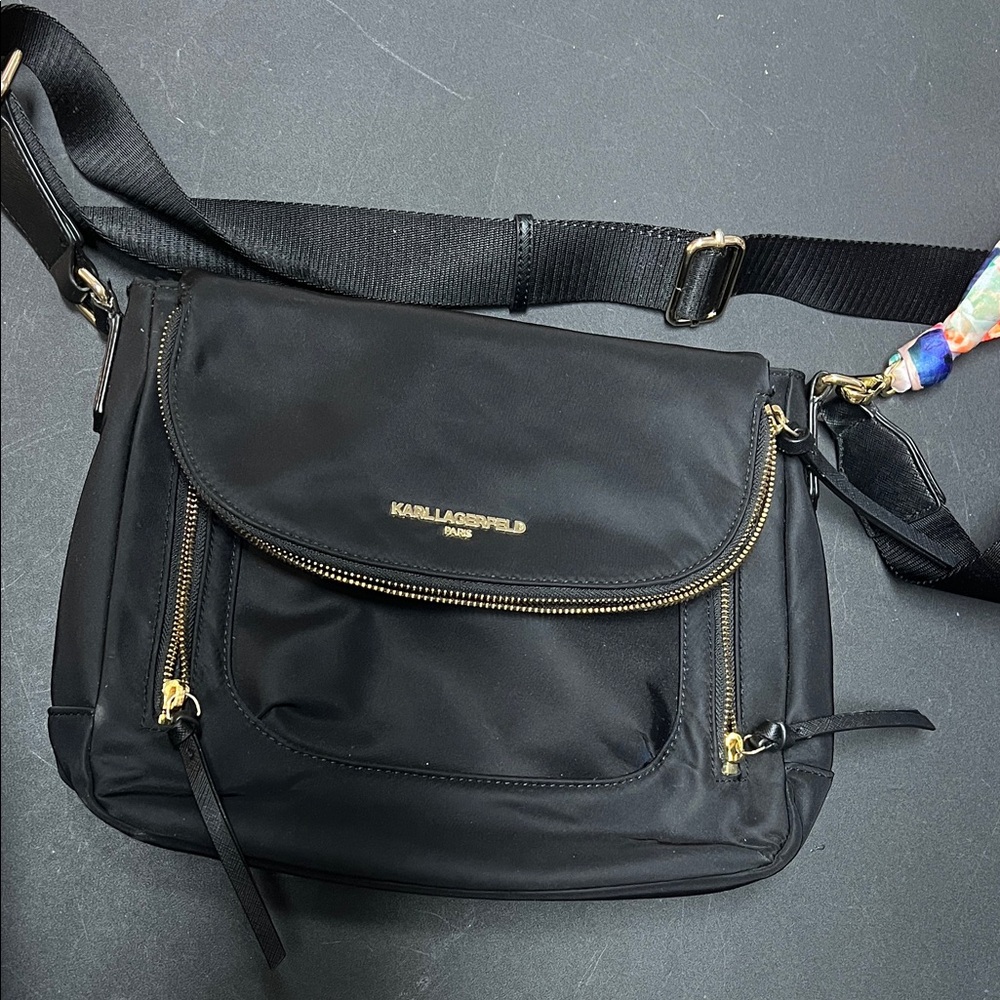 Karl Lagerfeld Black Nylon Messenger Bag